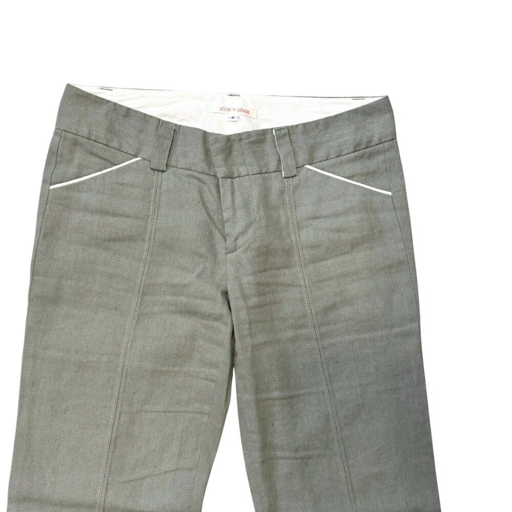 Alice + Olivia Vintage Y2K Linen Blend Boot Cut Mid Rise Pants Women's size 6 - Picture 2 of 7